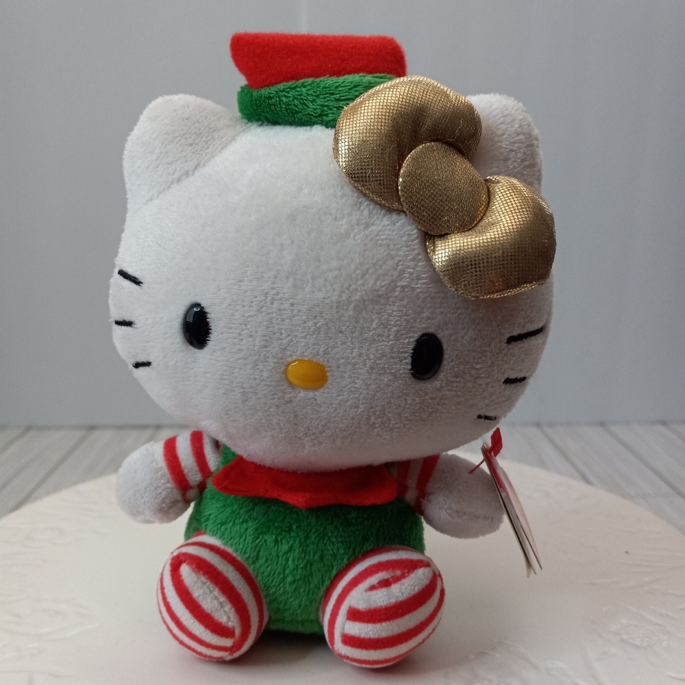 Hello Kitty TY Beanie Babies Christmas Elf Plush
